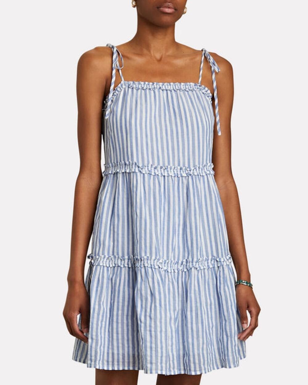 Rails Caralyn Lighthouse Blue White Striped Tie Shoulder Mini Shift Dress Size S